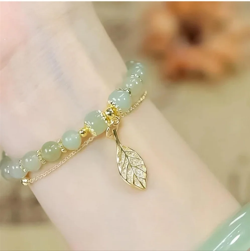 Jadine Gold Leaf Crystal Bracelet.